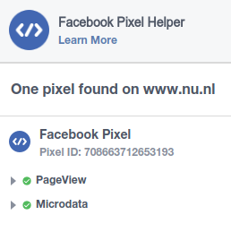 facebook pixel detected
