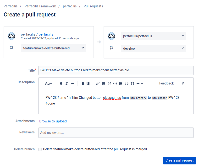 git workflow bitbucket pull request page
